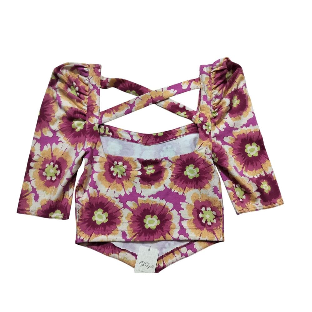 New Free People Women's Give Me More Floral Pink Crop Top Size XS - Picture 5 of 10